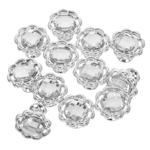 Cabilock 12 Stück Teiliges Silberfarbener Schrankgriffe Blumenform mit Funkelnden Strass Kratzfeste Moderne Möbelknöpfe für Küchenschränke Kommoden und Kleiderschränke Einfache Montage von Cabilock