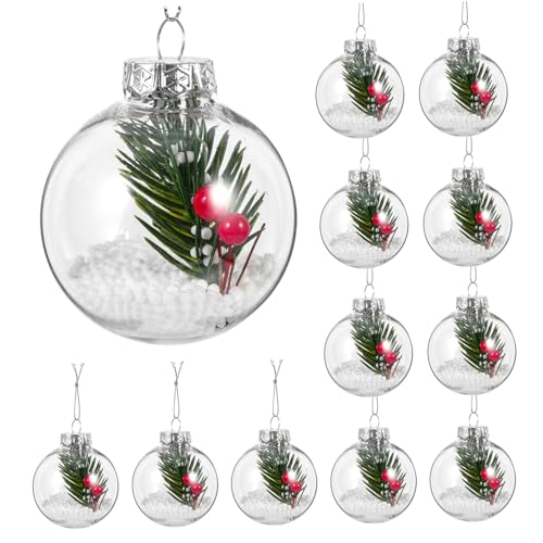 Cabilock 12 Stück Teiliges Weihnachtsbaum Dekorationen Transparente Weihnachtskugeln aus Robustem Pet für DIY Bastelprojekte für Wände und Feuerstellen von Cabilock