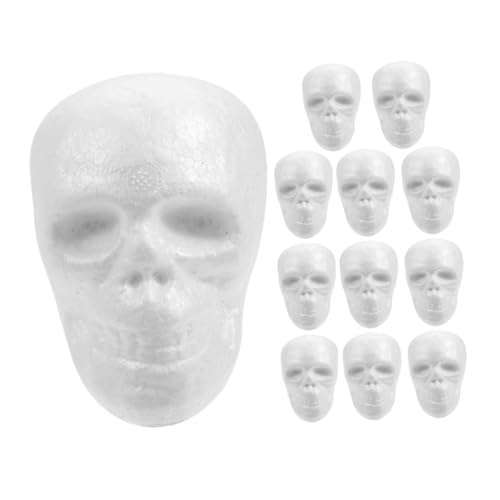 Cabilock 12stücke Kleine Totenkopf-Dekorationen Aus Schaumstoff Für Halloween DIY-bemalbare Horror-Figuren Totenkopf-skulpturen Für Zuhause Halloween-Party-Dekoration Gruselige von Cabilock