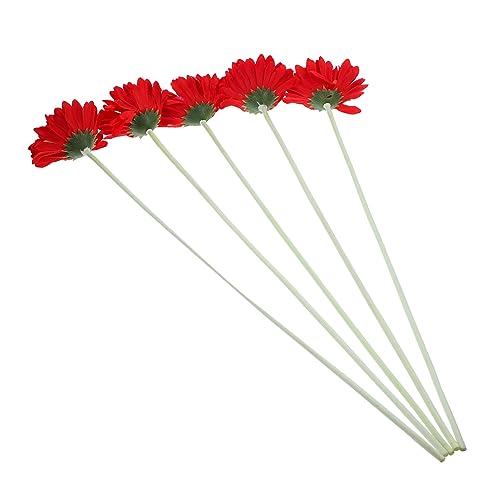 Cabilock 15 STK Simulation Gerbera Hochzeitsdeko künstliche blüten hochzeitdeko Tischdekoration nupsis Ranunkel Kunstpflanzen Rosenblätter Anlage künstliche Gerbera dekorative Pflanze rot von Cabilock
