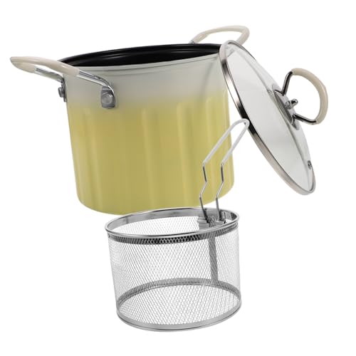 Cabilock 1Satz Tempura Fritteuse aus Gusseisen mit Siebkorb und Deckel Multifunktionales Kochgeschirr für Zuhause Kompatibel mit Induktions und Gasherden für Meeresfrüchte von Cabilock