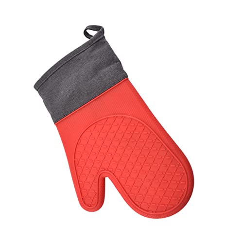 Cabilock 1Stk Ofenhandschuhe aus Silikon hitzebeständiger Ofenhandschuh Fausthandschuh grillhandschuhe Backhandschuhe strapazierfähige Handschuhe wärmeisolierende Handschuhe Mikrowelle rot von Cabilock