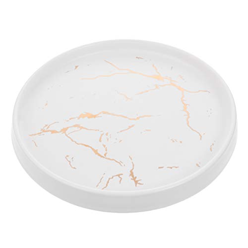 Cabilock 1stück Runder Keramik Trinket Tray Mit Marmor-Design Eleganter Servierteller Für Desserts Und Schmuck Als Tisch-Dekoration Oder Geschenkidee Für Besondere Anlässe von Cabilock