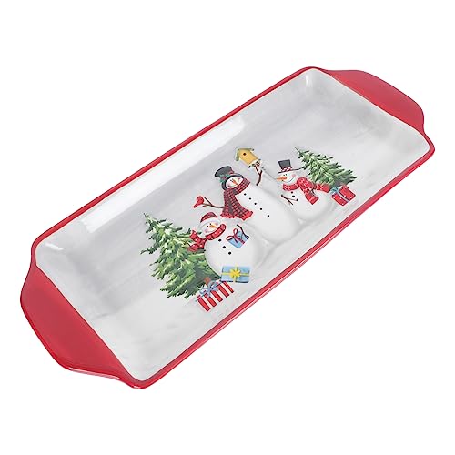 Cabilock 1stk Serviettenhalter Steak Tablett Weihnachtliche Servierplatte Weihnachtsgebäck-kuchenteller Tablett Mit Weihnachtstee Frohe Weihnachten Platter Keramik Salatschüssel Besteck von Cabilock