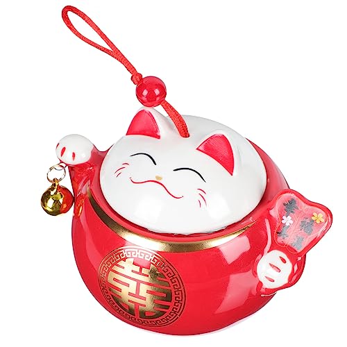 Cabilock 1stk Süßigkeiten Box Glückskatzen-aufbewahrungsschale Chinesische Hochzeitsbonbonglas Küchendose Aus Porzellan Vorratsdose Zur Hochzeit Zutaten Tee Blechdose Tablett Keramik Mini von Cabilock