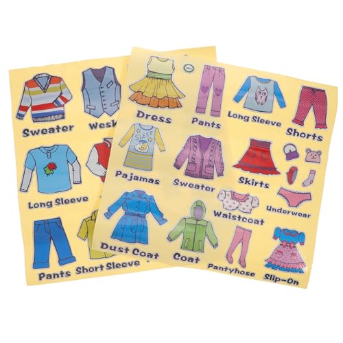 Cabilock 2 Blätter PVC Kleiderschrank Aufkleber Kleidungsetiketten mit Niedlichen Motiven Selbstklebend Langlebig und Leicht Anwendbar zur Kinderkleidungsorganisation und von Cabilock