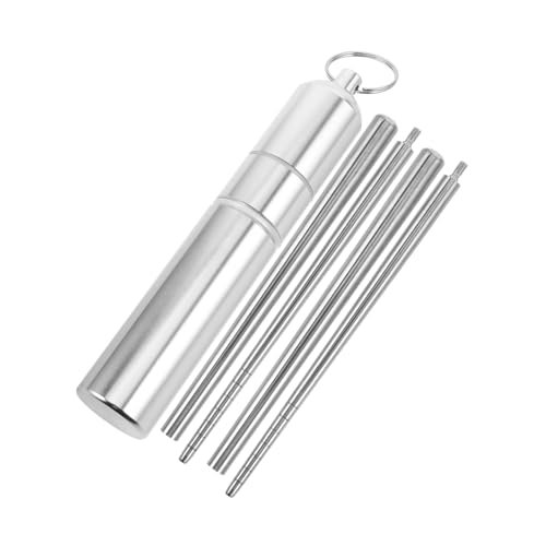 Cabilock 2 Paare Tragbare Essstäbchen aus Edelstahl Faltbar mit Etui Wiederverwendbar Kompakt Leicht Platzsparend Robustes Reisebesteck für Camping Wandern Outdoor Einsatz von Cabilock