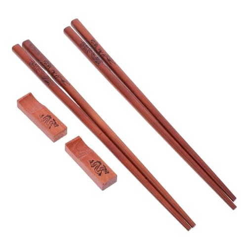 Cabilock 2 Paare Wiederverwendbare Holz Essstäbchen mit Halter und Geschenkbox Traditionell Chinesisches Design Leicht Robust und Tragbar Souvenir für Familie Picknick und Festtage von Cabilock