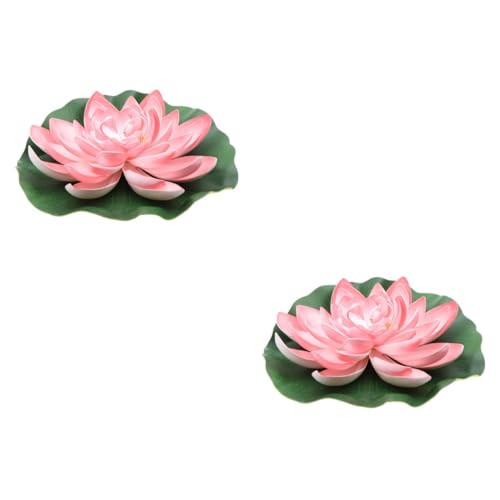 Cabilock 2 STK künstliche Seerose Pinker nähgarn pink Wasserpflanzen Dekoration Dekorative Seerosenblume Künstliche Lotusblumen schwimmender Teich Simulation Lotus künstliche Rosa von Cabilock