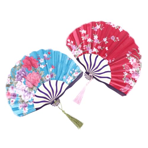 Cabilock 2 STÜCK Teiliges Faltbarer Damenfächer mit Blau Weißem Griff Klassisch Chinesisches Ornament Kleines für Freundinnen Dekorativer Langlebiger Handfächer für Fotos und von Cabilock