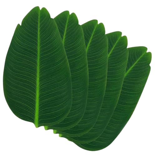 Cabilock 2 Sätze Blattförmiges Tischkissen Ort Tischsets Dekoration Mit Bananenblättern Würfelunterlage Photostickomni Tischset Aus Seidenstoff Schale Matte Seidentuch Green 5 Stück * 2 von Cabilock