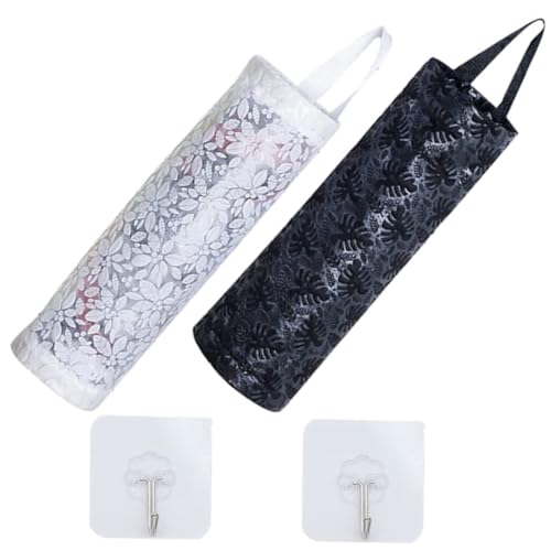 Cabilock 2 Sätze Blumenmuster Müllsack Set Multifunktions-Einkaufstütenhalter Bag Organizer multifunktionaler Beutelspender Aufbewahrungsbehälter für Einkaufstüten Taschenhalter Vlies von Cabilock