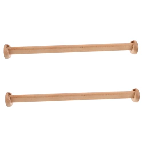 Cabilock 2 Sätze Solide Garderobenstange mit Stabiler Flanschhalterung Belastbare Kleiderstange für Schrank Robuste Holz Kleiderstange zur Ordnung und Aufbewahrung von Kleidung von Cabilock