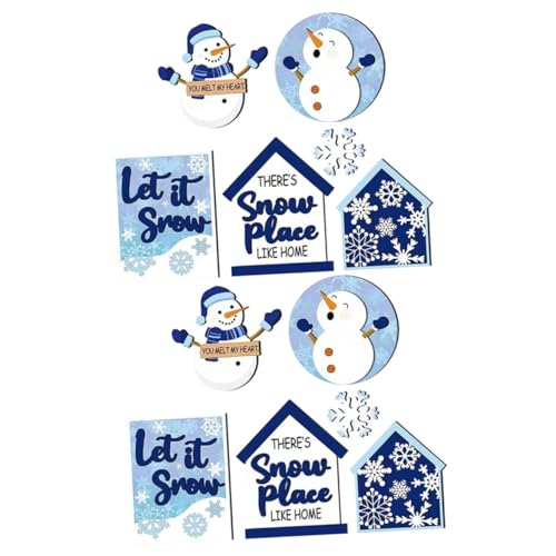 Cabilock 2 Sätze Weihnachtliche Tischdekoration Schneeflockenlichter Schneegirlande Weihnachtsbaum Abgestuftes Tablett Im Landhausstil Im Freien Weihnachtsprojektor Tür MDF 6 Stück * 2 von Cabilock