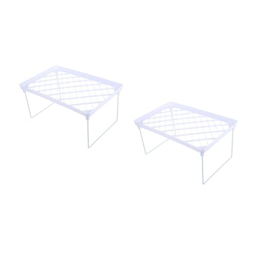 Cabilock 2 Stck. Desktop-Lagerregal regalhalterung Desktop-Rack Desktop -Regal Klappes Desktop -Rack Kosmetiklagerregal Desktop-Speicherregal Layered Lagertange Büromaterial-Organizer Weiß von Cabilock