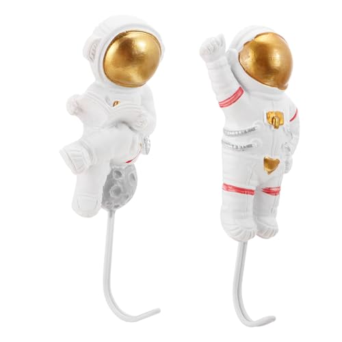 Cabilock 2 Stk. Selbstklebender Astronaut Wandhaken aus Resin Starke Haftkraft Dekorativer Garderobenhaken für Kleidung und Accessoires Einfach zu Montieren Schadstofffrei und Vielseitig von Cabilock