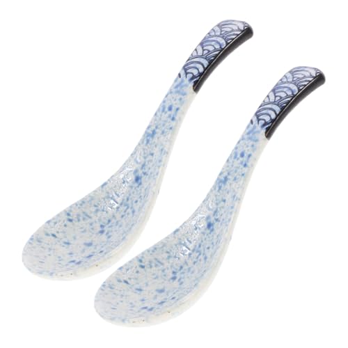 Cabilock 2 Stück Asiatische Keramik Suppenlöffel Retro Design Porzellan Löffel für Suppe Dumplings Ramen Löffel Multifunktionales Küchenbesteck mit Charmantem Muster Cabilock 2 Stück Asiatische Keramik Suppenlöffel Retro Design Porzellan Löffel für Suppe Dumplings Ramen Löffel Multifunktionales Küchenbesteck mit Charmantem Muster von Cabilock