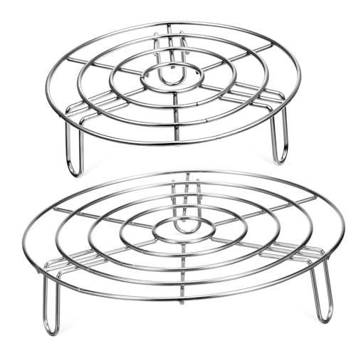 Cabilock 2 Stück Edelstahl Dampfgarer Einsatz mit Stabilem Dreifach fuß Lebensmittelecht Rostfrei Rund für Kochtopf und Luftfritteuse Spülmaschinenfest Langlebig und Einfach zu Reinigen von Cabilock