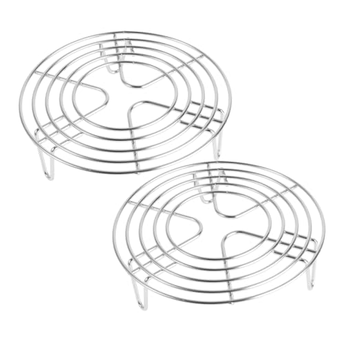 Cabilock 2 Stück Edelstahl Dampfgarer Rack Kompakter Runder Steamer Ständer mit Hitzeschutz Langlebig Rostfrei Vielseitig für Gemüse und Speisen Dämpfen für Zuhause und Unterwegs von Cabilock