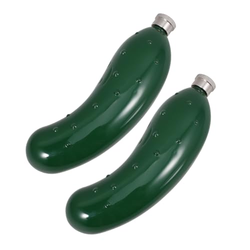 Cabilock 2 Stück Edelstahl Kleine Weinflasche Kreative Gurkenform Tragbare Taschenflasche Für Whiskey Outdoor Reise Alltag von Cabilock
