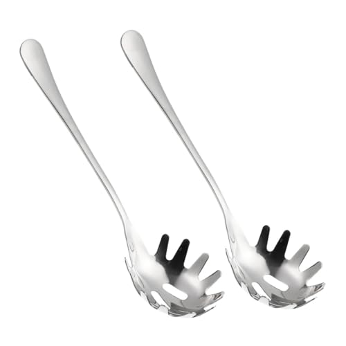 Cabilock 2 Stück Edelstahl Pasta Löffel mit Zähnen Nudelzange Spaghettilöffel Robust Langlebig Vielseitig Einsetzbar für Küche Zuhause und Restaurant von Cabilock
