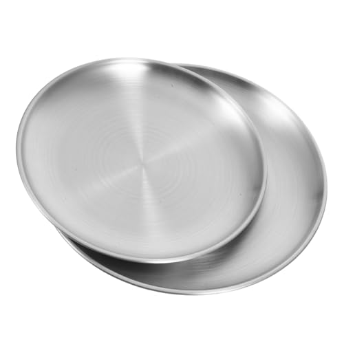 Cabilock 2stücke Edelstahl Teller Und Multifunktionale Servierplatten Für Camping Küche Und Partys Robuste Und Elegante Runde Teller Für Bbq Salate Und Desserts von Cabilock