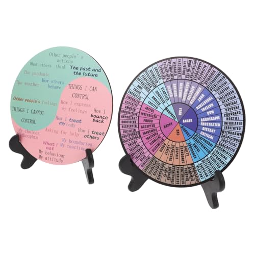 Cabilock 2 Stück Emotion Wheel mit Ständer Farbenfrohes Gefühlsdiagramm für Schreibtischdekoration Psychische Gesundheit Ornament für Büro und Zuhause Beruhigende Desktop dekoration von Cabilock