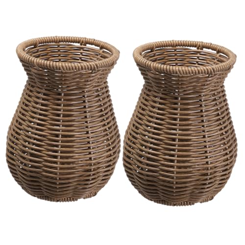 Cabilock 2 Stück Handgewebte Vase aus Kunststoff Rustikaler Landhausstil Widerstandsfähiger Dekorativer Blumenhalter für Getrocknete Blumen Vielseitig für Wohnzimmer Esszimmer Büro Cabilock 2 Stück Handgewebte Vase aus Kunststoff Rustikaler Landhausstil Widerstandsfähiger Dekorativer Blumenhalter für Getrocknete Blumen Vielseitig für Wohnzimmer Esszimmer Büro von Cabilock