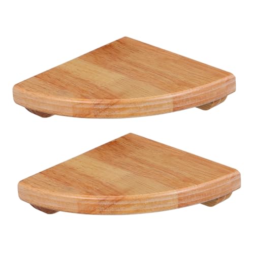 Cabilock 2 Stück Holz Eckregal Wandregal aus Gummibaum Handgefertigtes Halbrundes Aufbewahrungsregal für Küche und Bad Platzsparendes Dekoratives Wandboard für Flexible Montage und von Cabilock