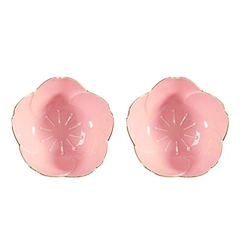 2 Stück Keramik Schälchen Mini Dipschalen Form Servierschalen Saucenschälchen Gewürzschale Snack Schälchen Obstbehälter für Sojasauce Dip Weihnachten Party Tischdeko Rosa von Cabilock