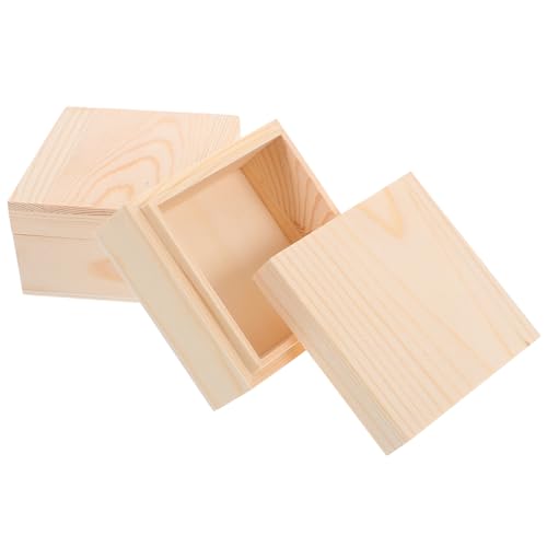 Cabilock 2stücke Holzbox Mit Deckel Unvollendete Kleine Holzkiste Bastel-aufbewahrungsbox Holzkiste Zum Dekorieren Leere Etui Für Handgefertigte von Cabilock