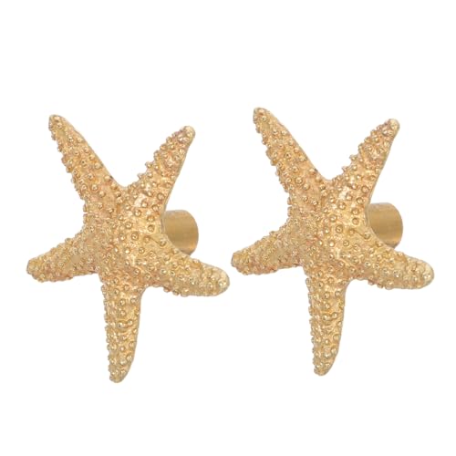 Cabilock 2 Stück Kleiderschrank Griffe Messing Starförmige Retro Schrankknöpfe Meeresmotiv Themen Schubladenknäufe für Kinderzimmer Kommoden und Küchenschränke von Cabilock