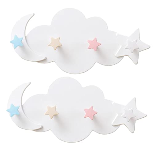 Cabilock 2 Stück Kreative Wolken Stern Mond Wandhaken Nahtlose Weiße Garderobenhaken für Badezimmer Küche Schlafzimmer Vielseitige Wandaufbewahrung ohne Nägel von Cabilock