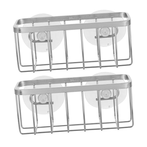 Cabilock 2 Stück Küchenabtropfgestell Schwamm-organizer Aus Edelstahl Waschbeckenorganisator Mit Saugen Spüle Sponge -aufbewahrung Saugnapf-organizer Für Waschbecken Rostfreier Stahl Silber von Cabilock