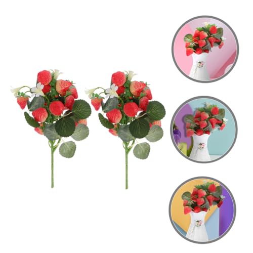 Cabilock 2 Stück Künstliche Erdbeer deko Realistische Früchte aus PVC für Tischdekoration Wohnzimmer Büro Geschenkidee Natürliche Optik von Cabilock