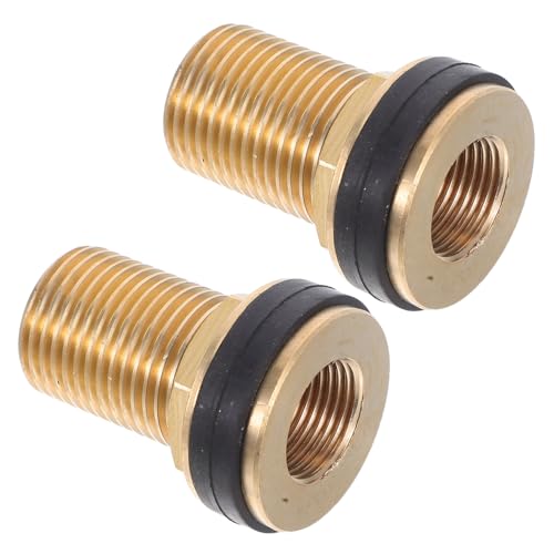 Cabilock 2 Stück Messing Schlauchadapter mit Dichtung Wasserdichter Tankverbinder für Aquarien Regentonnen Fässer und Wassertanks Langlebiger Rohrverbinder mit Gewinde von Cabilock