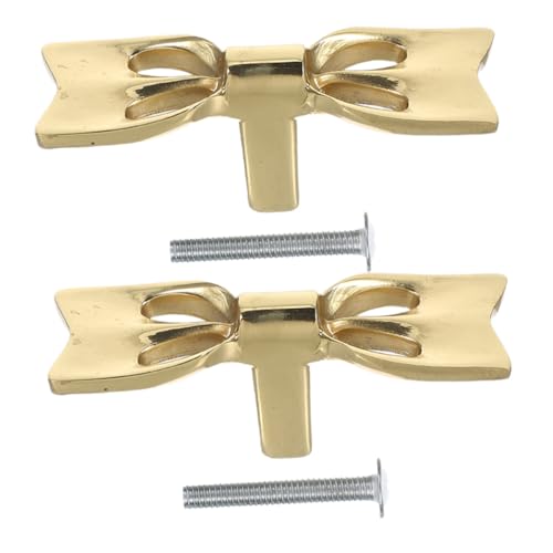 Cabilock 2 Stück Messing Türgriff Schubladengriff Bow Pull Möbelgriffe für Schränke Kleiderschränke Kommoden Vintage Stil Goldene Griffe für Zuhause von Cabilock