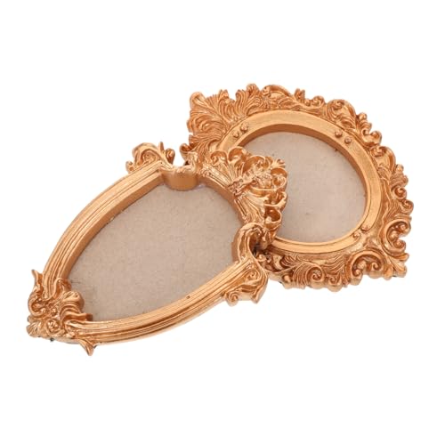 Cabilock 2 Stück Mini Oval Magnetische Vintage Bilderrahmen aus Resin Retro Kühlschrank Magnete für Fotos Diy Reiseerinnerungen und Hochzeitsdekoration Goldfarbene Fotohalter von Cabilock