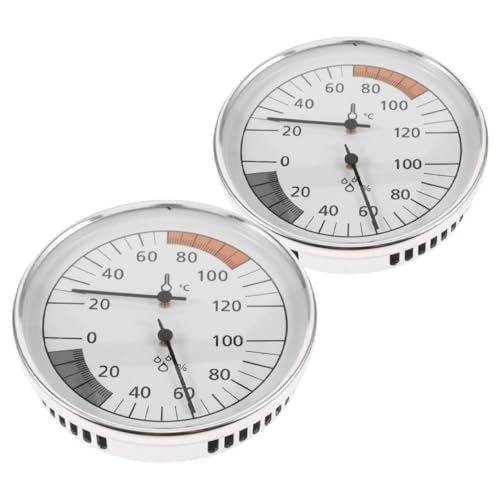 Cabilock 2 Stück Saunatemperatur- und Feuchtigkeitsmesser Dampfbad im Innenthermometer Saunaraum Thermometer Hygrometer Dampffeuchtigkeitsanzeige in Innenräumen Rostfreier Weiß von Cabilock