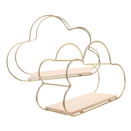 Cabilock 2 Stück Schwebendes Wolkenregal Wandmontage Holz Modernes Aufbewahrungsregal für Wohnzimmer Schlafzimmer Dekoratives Wanddisplay mit Hoher Tragfähigkeit Vielseitig für Deko und von Cabilock