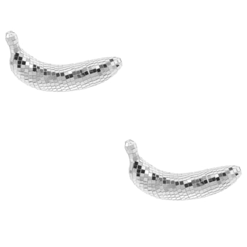 Cabilock 2 Stück Spiegel Banana Dekoration Retro Disco für Tisch Bar Lifelike Obst Modell Multi Funktions Ornament für Partys Dekoration Glänzende Oberfläche Silber von Cabilock