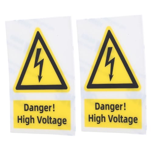 Cabilock 2 Stück Teiliges Gelbes Vinyl Warnschild Hochspannung Aufkleber Selbstklebend Wetterfest Elektrische Gefahren Warnetiketten für Industrie und Sicherheitskennzeichnung von Cabilock