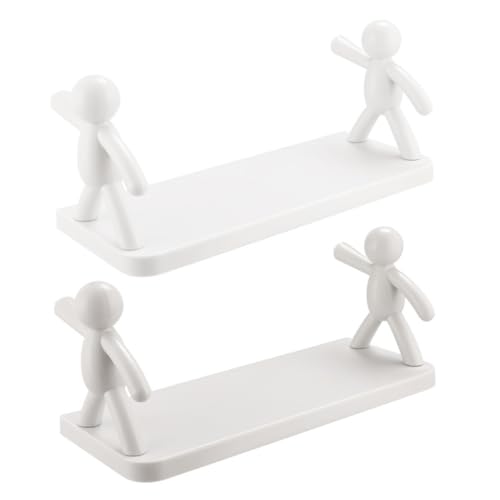 Cabilock 2 Stück Teiliges Multifunktionales Wandregal Humanoid Design ohne Bohren Platzsparendes Bad Küchen aufbewahrungsregal Stabile Ablage für Duschutensilien und Gewürzflaschen von Cabilock