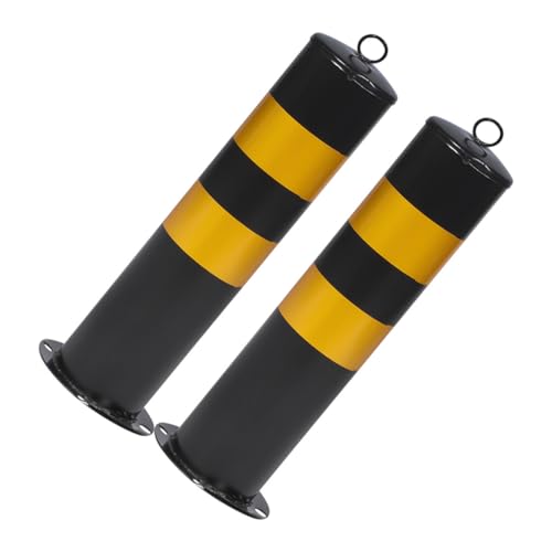 Cabilock 2 Stück Teiliges Parkplatzsperren Verstärktem Stahlrohr Hohe Sicherheitsabsperrung mit Schwarz gelben Warnstreifen Widerstandsfähige Poller für Einfahrten Straßen von Cabilock