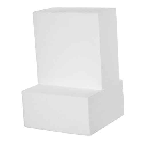 Cabilock 2 Stück Teiliges Quadratisches Cake Dummy Modell aus Leichtem Schaumstoff Weiß Glatte Oberfläche für Fondant Dekoration Backpraxis und Tortendekorations Training von Cabilock
