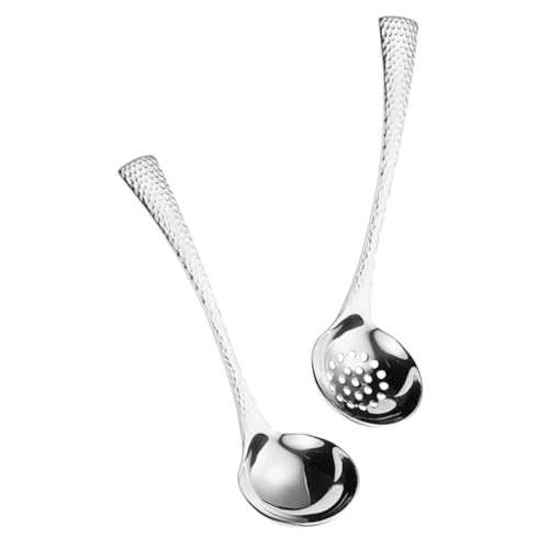 Cabilock 2 Stück Teiliges Suppenkellen aus Edelstahl mit Ergonomischem Griff Schlitzlöffel und Suppenkelle für Hot Pot Robust Hitzebeständig für Zuhause und Restaurantgebrauch von Cabilock
