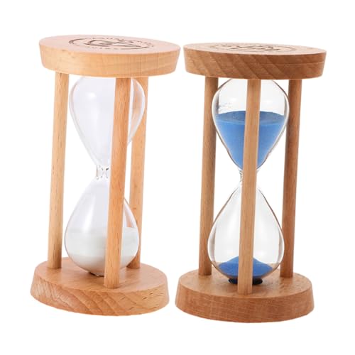Cabilock 2 Stück Teiliges Timer aus Holz und Glas Präzise Sanduhr für Küche Büro und Klassenzimmer Multifunktionaler Sand Timer mit Kreativem Design und Robuster Verarbeitung von Cabilock