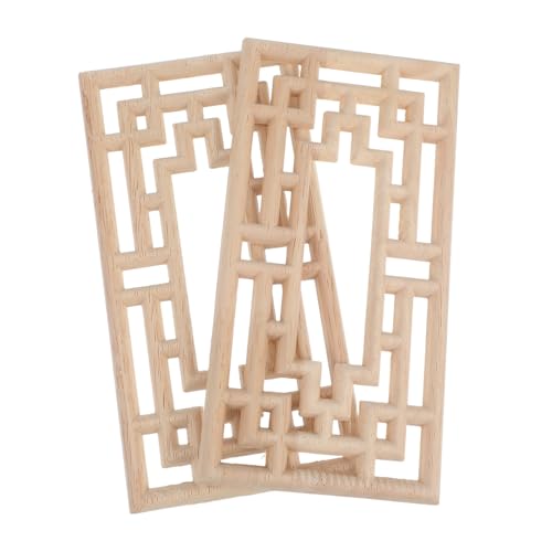 Cabilock 2 Stück Unbemalte Geschnitzte Holzapplikationen Dekorative Möbel Onlays für Schrank Tür Bett Wand Kleiderschrank Einfache Diy Installation Langlebige Holzverzierung von Cabilock