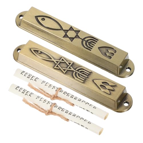 Cabilock 2 Stück Vintage Metall Mezuzah Plakette Religiöse Türdekoration mit Retro Design Leichtes Praktisches Jüdisches Türornament Handwerklich Gefertigt für Zuhause und Büro Spirituelle Cabilock 2 Stück Vintage Metall Mezuzah Plakette Religiöse Türdekoration mit Retro Design Leichtes Praktisches Jüdisches Türornament Handwerklich Gefertigt für Zuhause und Büro Spirituelle von Cabilock