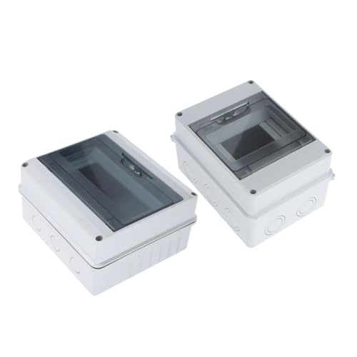 Cabilock 2 Stück Wasserdichte Verteilerkasten mit Transparenter Abdeckung und Fach Steckdosen Schutzbox mit Standard Din Schiene für Innen und Außenbereich Elektrische Sicherungsschutzbox von Cabilock